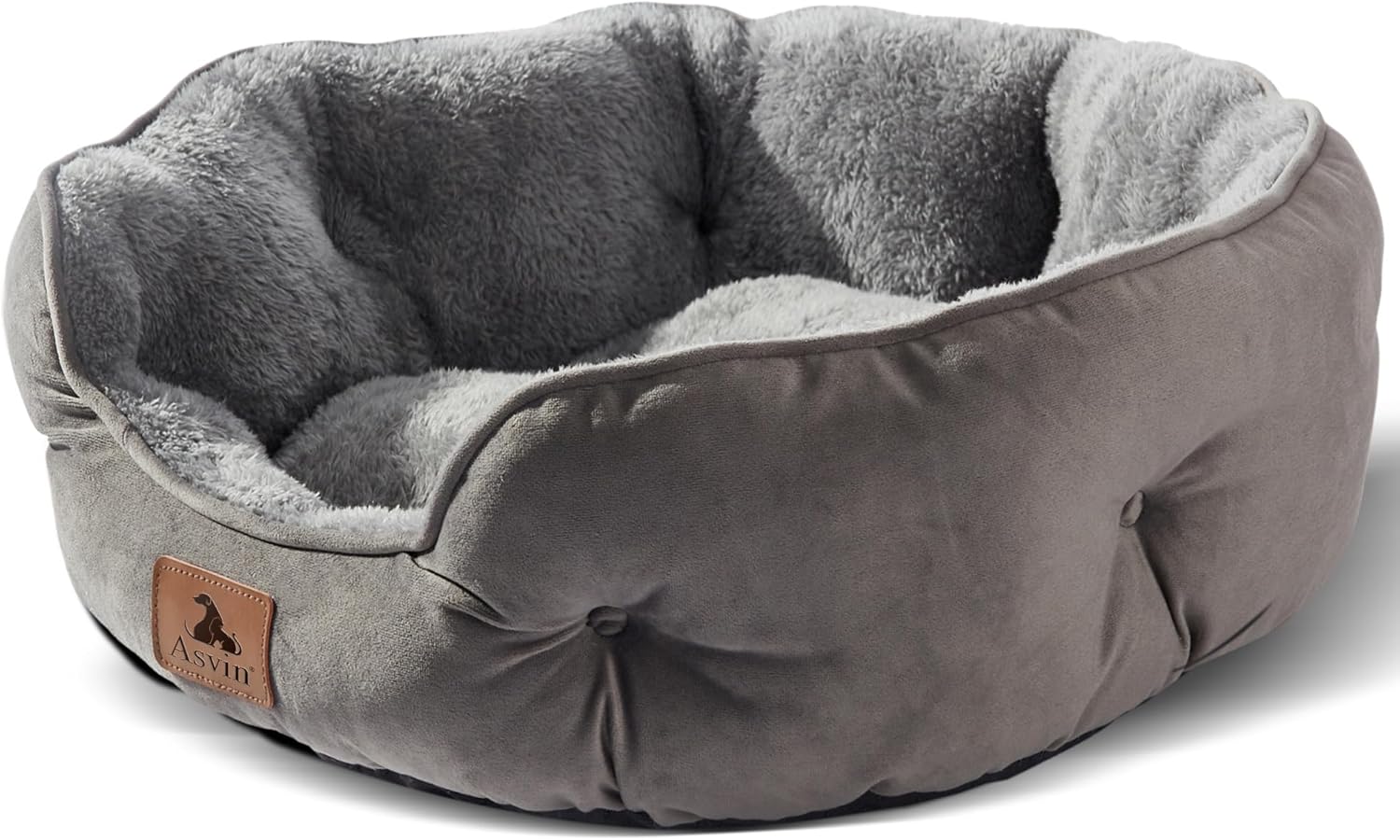 Asvin Small Dog Bed for Small Dogs, Cat Beds for Indoor Cats, Pet Bed for Puppy and Kitty, Extra Soft & Machine Washable with Anti-Slip & Water-Resistant Oxford Bottom, Grey, 20 inches