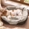 Bedsure Washable Dog Bed Small Medium Size Dog – Rectangle Fluffy Plush Pet Bed Puppy Bed, Comfy Corduroy Fleece and Nonskid Bottom,25x21x7inches,Suitable for Pet Up to 20lbs,Brown