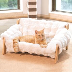 CHEERHOME PETS Elevated Cat Couch Bed Wooden Raised Kitty Sofa Lounge Chair