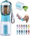 Cibaabo Dog Water Bottle with Food Container & Poop Bag Holder & Filter