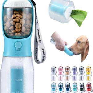 Cibaabo Dog Water Bottle with Food Container & Poop Bag Holder & Filter