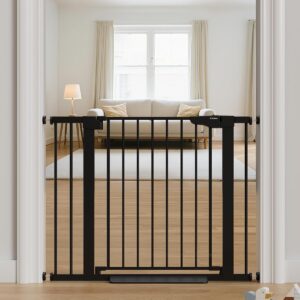 Cumbor 30-40.6 in Baby Gate for Stairs and Doorways, Dog Gate Indoor Black