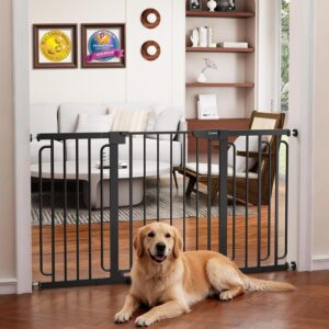 Cumbor 30.4-56.8″ Extra Wide Baby Gate, Auto Close Dual Lock Dog Gate Black