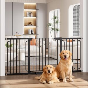 Cumbor Extra Wide Baby Gate, 36.6-69″ Walk-Through Dog Gate Black