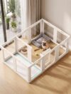 DELOMO Clear Acrylic Indoor Dog Playpen, 24″ H 12-Panel with 2 Doors, White