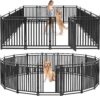 Dog Fence Outdoor for Yard Dog Playpen Indoor 40″ Height 16 Panels Portable Puppy Playpen Dog Kennel for RV Camping(Black-Silver)