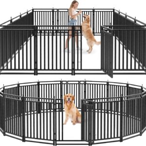 Dog Fence Outdoor for Yard Dog Playpen Indoor 40″ Height 16 Panels Portable Puppy Playpen Dog Kennel for RV Camping(Black-Silver)