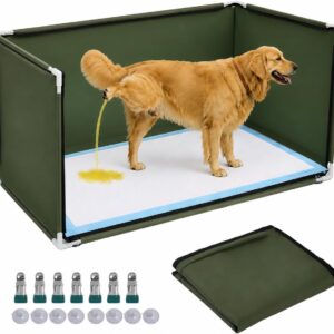 Dog Pee Pad Holder with High Walls,Waterproof Puppy Litter Box,Foldable Indoor Dog Potty,No Spill Pet Toilet for Medium/Large Dogs, Easy Clean,Army Green,L
