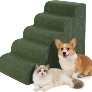 Dog Stairs for HIGT Bed – 24″ H 5-Step Dog Ramp Up to 50 Lbs, Green