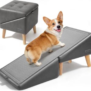 Dog Stairs for Small Dogs 16″ H – Upgraded Non-Slip Dog Ramp for Couch