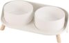 Elevated Ceramic Dog Bowl Set – Double Dog Feeding Bowls with Stand Splash Proof – Raised Dishes for Food and Water – Ideal for Small to Medium Dogs – 2 x 720 ml – 11.3 oz – White