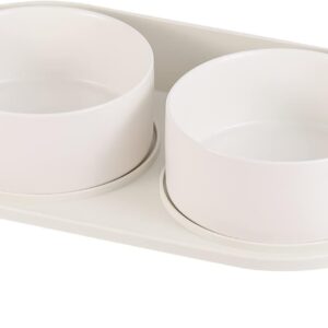 Elevated Ceramic Dog Bowl Set – Double Dog Feeding Bowls with Stand Splash Proof – Raised Dishes for Food and Water – Ideal for Small to Medium Dogs – 2 x 720 ml – 11.3 oz – White