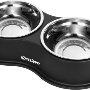 Epetslove Stainless Steel Dog Bowls Double Non-Slip Dog Water and Food Bowl