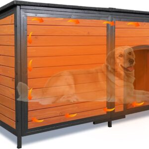 Extra Large Insulated Outdoor Dog House Weatherproof Chew-Proof Metal Frame