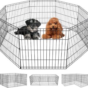 FDW | Dog Playpen | 24″, 8 Panels | Heavy Duty Metal Pet Exercise Pen