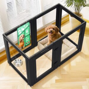 FXW AuraSpace Clear Acrylic Indoor Dog Playpen, 24″ H, 6 Panels, Black