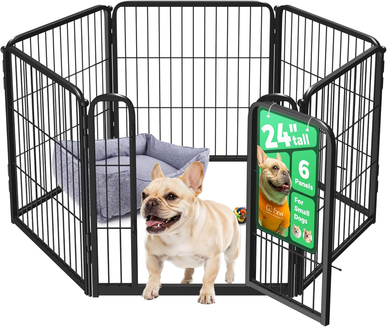FXW Homeplus Indoor Dog Playpen, 24" H, 6 Panels, for Puppies & Small Dogs