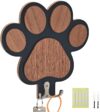 Goodangie00 Wooden Dog Leash Holder Wall Decoration, 3D Dog Paw Harness Wall Mount Hanger Organizer Hooks for Rustic Home Decor, Leashes, Keys, Collars, Hallway, Pet Lover Gift（Black）