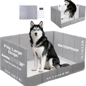 HQ4US 4LEGS Dog Litter Box Indoor High Walls, Puppy Pee Pad Holder Foldable