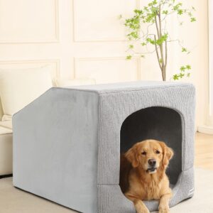 Hovicaed Indoor Dog House Extra Large Sized Dog Tent with Cave Bed 42x30ins