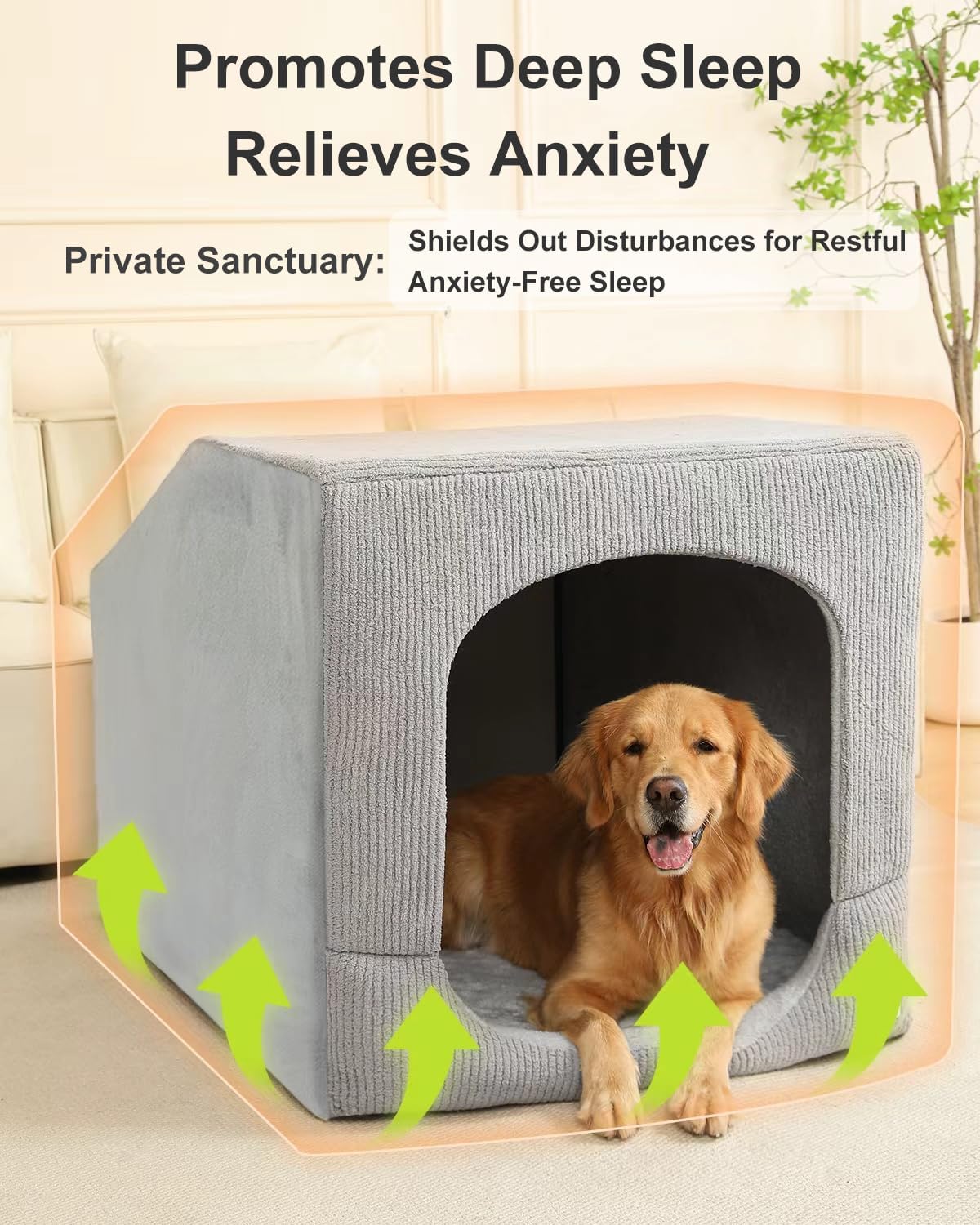 Hovicaed Indoor Dog House Extra Large Sized Dog Tent with Cave Bed 42x30ins - Image 2