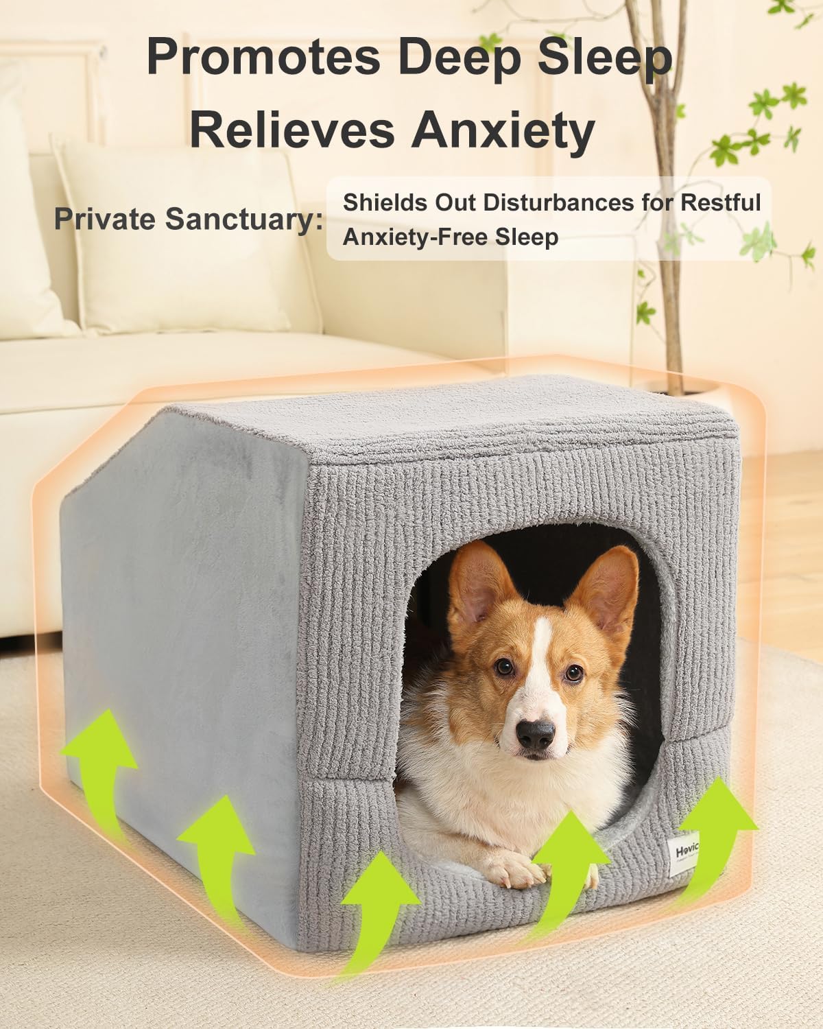 Hovicaed Indoor Dog House Small Sized Dog Tent with Dog Cave Bed 26x20ines - Image 2