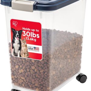 IRIS USA Dog Food Storage Container, Up to 30 lbs, Navy, Made in USA