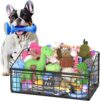 Kaiferty Indestructible Dog Toy basket, Medium Toy Box for Dogs,Pet Toy Bin Dog Metal Basket for Toys, Toy Storage Organizer, Toy Box for Living Room Area (Black)