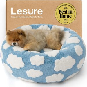 LE SURE Shown on TV Jacquard Donut Cute Small Dog Beds,Blue 23x23x7in