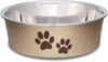 Loving Pets Bella Dog Bowls- Stainless Steel Dog & Cat Bowls – Spill Proof Dog Food Bowl, Cat Bowl, Puppy Essentials & Pet Supplies Great for Home & Travel (Small 10-20 lbs, Champagne)