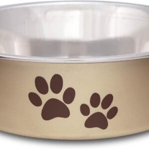Loving Pets Bella Dog Bowls- Stainless Steel Dog & Cat Bowls – Spill Proof Dog Food Bowl, Cat Bowl, Puppy Essentials & Pet Supplies Great for Home & Travel (Small 10-20 lbs, Champagne)