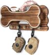 MTERSN Dog Leash Holder for Wall with Key Hooks for Dog Gear Storage, Brown