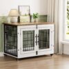 Medium Dog Crate Furniture, 32” Heavy Duty Kennel w/Cushion & Wheels