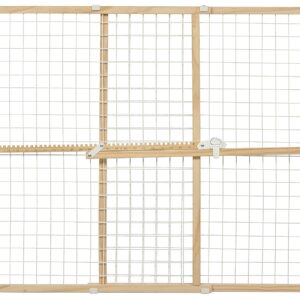 MidWest Homes for Pets Wire Mesh Pet Safety Gate, Dog Gate Expands From 29 – 50 Inches Wide, 32 Inches Tall, Wood, Powder Coated Wire
