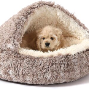 NOYAL Hooded Donut Bed, Calming Cave for Cats & Small Dogs