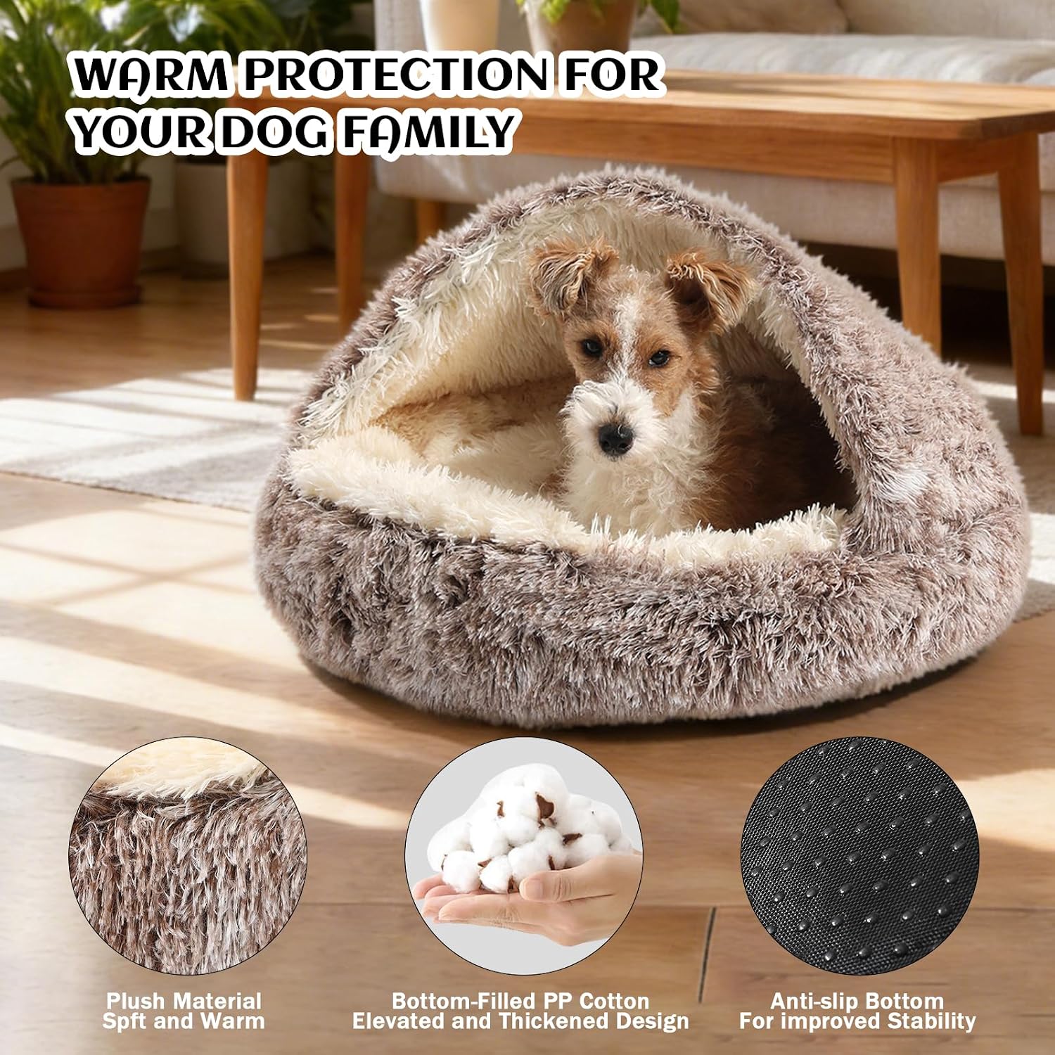 NOYAL Hooded Donut Bed, Calming Cave for Cats & Small Dogs - Image 2