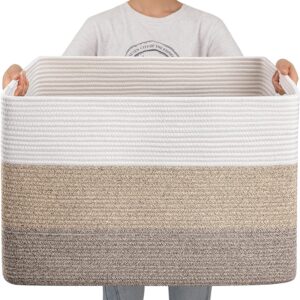 OIAHOMY 108L Extra Large Blanket Basket Dog Toy Basket Gradient Brown