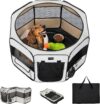 PETSFIT Portable Dog Playpen 36″, Removable Waterproof Mat, Zippered Roof