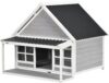PawHut Wooden Dog House with Porch for Large Dogs, Tilt Roof, Front Door