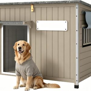 PetsCosset 43″ L Wooden Dog House Outdoor for Small & Medium Dogs Kennel