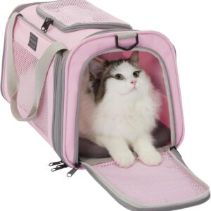 Petsfit Cat Carrier Airline Approved, 17.5×10.5×10.5 in, Pink