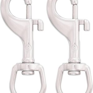 SHONAN 3.5 Inch Swivel Eye Snap Hook, 2 Pack Marine Grade Scuba Bolt Snap, Single Ended Stainless Steel Flag Clips Swivel Snaps for Scuba Diving, Flag Pole Rope, Dog Leash, Camera Strap