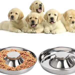 SOUJOY 2 Pack Stainless Steel Puppy Bowls, Pet Slow Feeder Bowls, Non-Skid Dog Food and Water Bowl, Feeding Weaning for Small Medium Large Dogs, Cat, Pets, Multiple Puppies