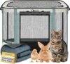 Siedihit Grey 28″ Dog Playpen with Pee Pad,Cat Puppy Crate Indoor Outdoor