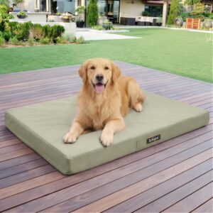 Sytopia 42 Inch Indestructible Dog Bed for Extra Large Dogs, Chew Proof Orthopedic Egg Crate Foam Pet Mat with Durable Waterproof Removable Washable Cover, Great for Outdoor, Crate Use, Green
