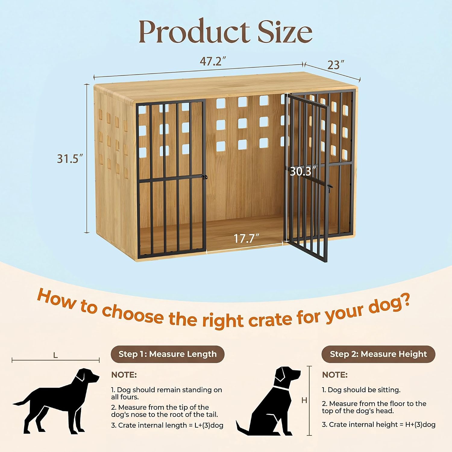 Timechee Extra Large Wooden Dog Crate Furniture, 47.2 Inches - Image 2