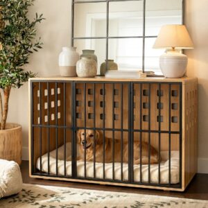Timechee Extra Large Wooden Dog Crate Furniture, 47.2 Inches