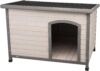 Trixie Natura Classic Dog House – Wooden Outdoor Shelter with Weatherproof Sealer, Hinged Roof & Adjustable Legs for Medium Dogs – Gray – 27 x 41 x 28.5 in