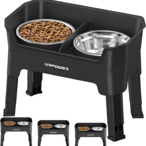 URPOWER Elevated Dog Bowls, 3-in-1 Double Deck Raised Dog Bowl Stand