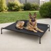 Veehoo Outdoor Dog Bed, Raised Dog Beds for Large Dogs, Elevated Dog Bed with Headrest, Washable Cooling Pet Cot with Non-Skid Feet, Breathable Mesh, Pet Hammock for Indoor or Camping, 47″, Black